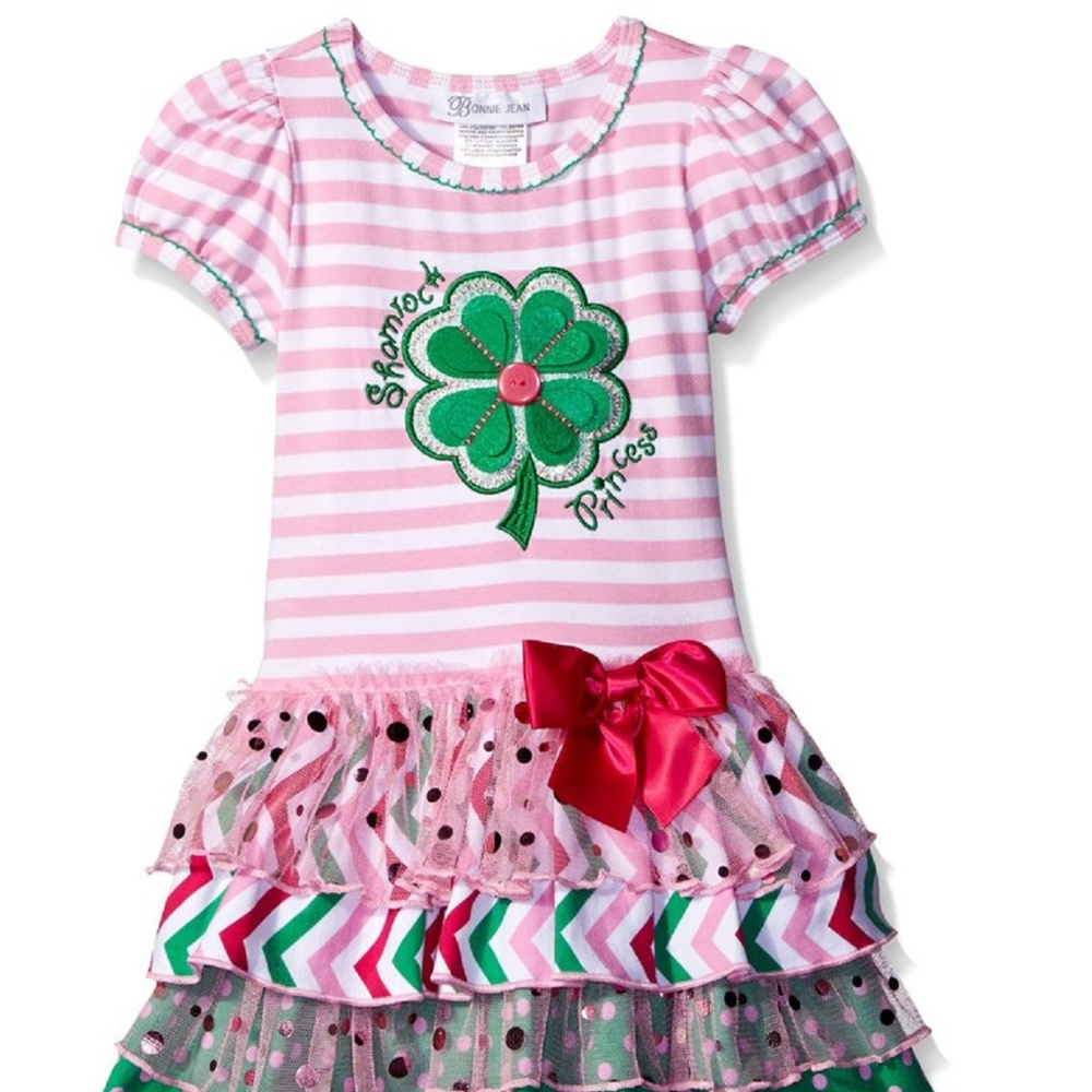 Bonnie Jean Girls Shamrock Pink Dress St Patricks